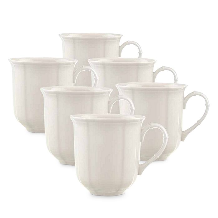 Shop Villeroy & Boch Manoir Mugs, Set Of 6 In White