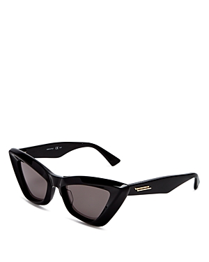 Shop Bottega Veneta Cat Eye Sunglasses, 53mm In Black/gray Solid