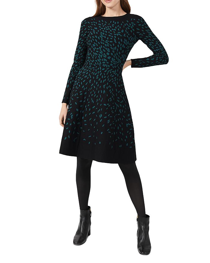 Hobbs London Jodie Printed Knit Dress In Black Green