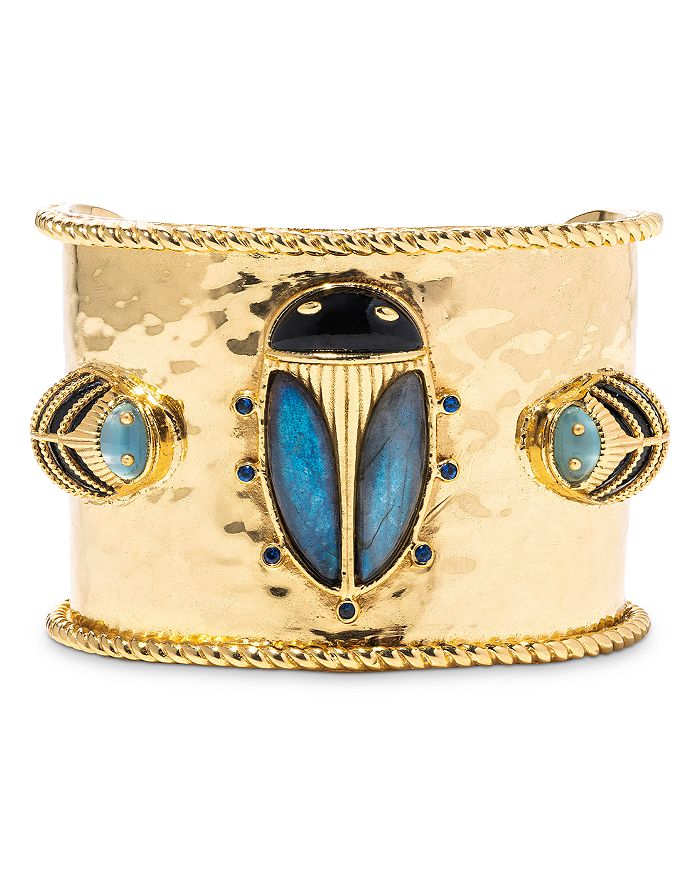 Capucine De Wulf Scarab Cuff Bracelet In Gold/black Agat