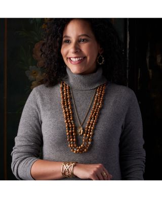 Earth Goddess Triple Strand Bead Necklace, 36"