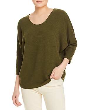 Kim & Cami Textured Wedge Top In Olive