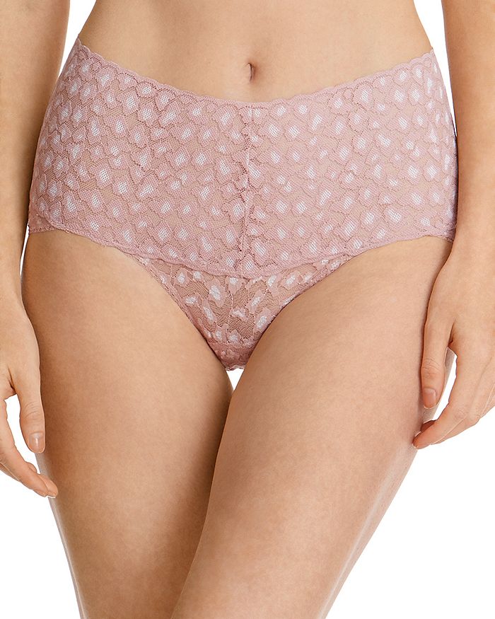 Hanky Panky Cross Dye Leopard Retro V-kini In Dessert Rose/ White