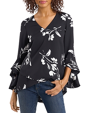 Shop Vince Camuto Ruffle Top In Rich Black