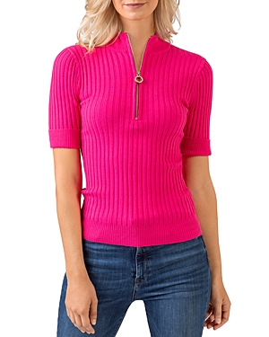 BELLDINI RIBBED HALF ZIP SWEATER,BS210013