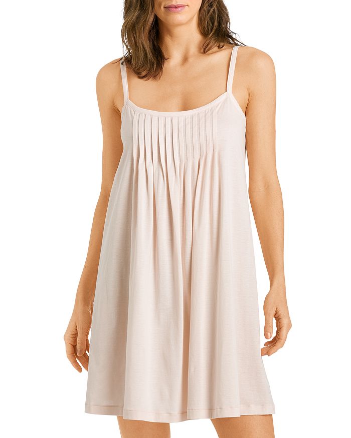 Hanro Juliet Pleated Chemise In Pearl Rose