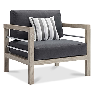 Modway Wiscasset Outdoor Patio Acacia Wood Armchair In Light Gray