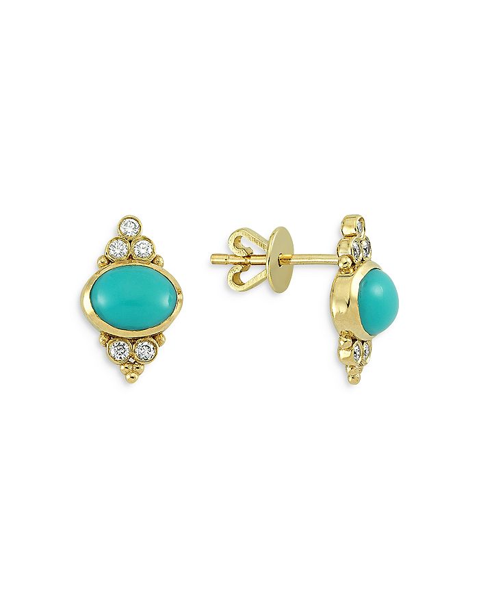 Own Your Story 14k Yellow Gold Boho Turquoise & Diamond Mystic Mantra Earrings