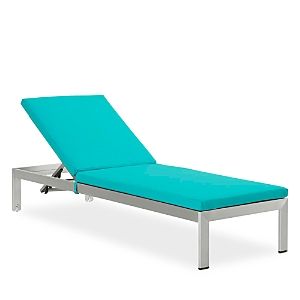 Modway Shore Outdoor Patio Aluminum & Rattan Chaise With Cushions In Silver Turquoise