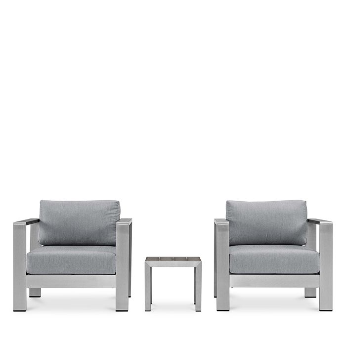 Modway Shore 3 Piece Outdoor Patio Set In Silver Gray