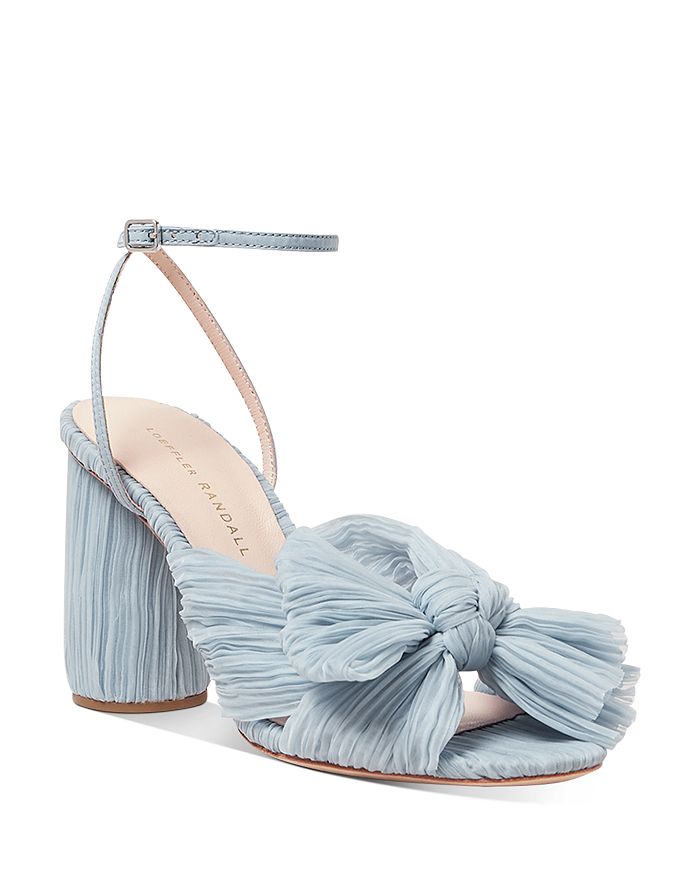 Shop Loeffler Randall Women's Camellia Bow High Heel Sandals In Blue/blue