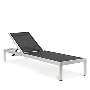 Modway Outdoor Shore Outdoor Patio Aluminum Mesh Chaise In Silver Black