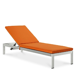 Modway Shore Outdoor Patio Aluminum Chaise With Cushions In Silver Orange