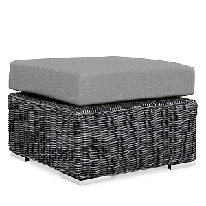 Shop Modway Summon Outdoor Patio Sunbrella Wicker Ottoman In Canvas Gray