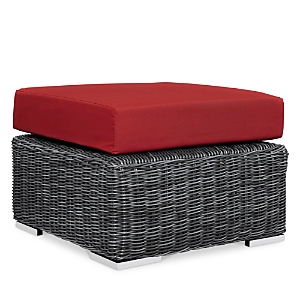 Modway Summon Outdoor Patio Sunbrella Wicker Ottoman In Canvas Red