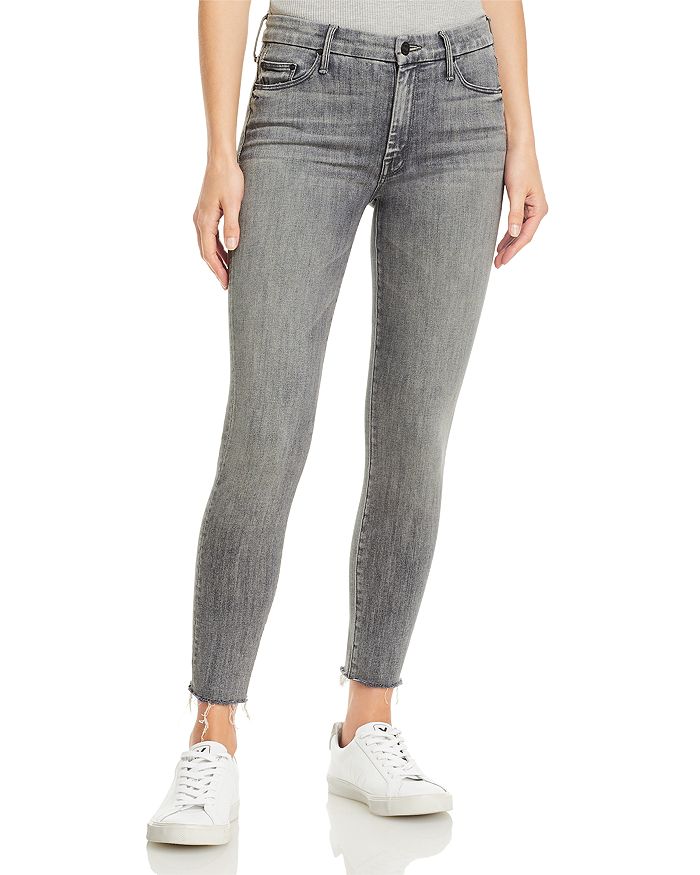MOTHER Looker Ankle Fray Skinny Jeans in All Nighter | Bloomingdale's