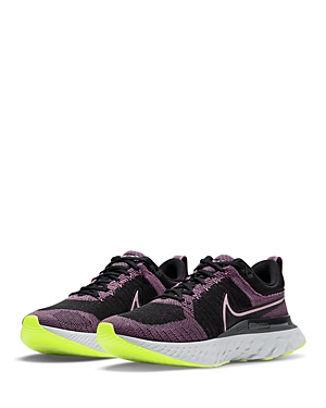 Nike Women's React Infinity Run Flyknit 2 Running Sneakers From Finish Line In Black/purple