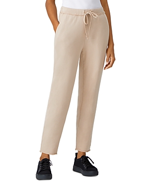 Eileen Fisher Petite Organic Cotton Terry Ankle Track Pants In Khaki