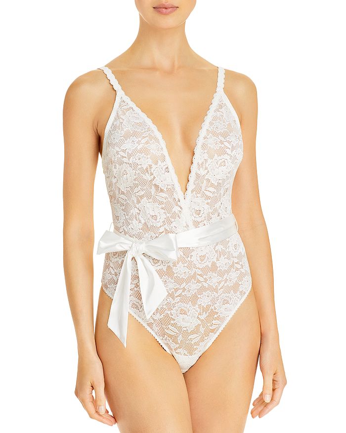 Cosabella Never Say Never Plunging Teddy Bodysuit In Moon Ivory