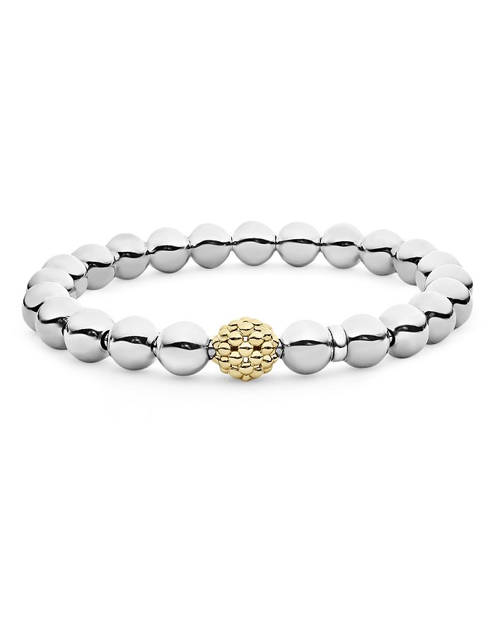 LAGOS - Sterling Silver & 18K Yellow Gold Signature Caviar Stretch Bracelet