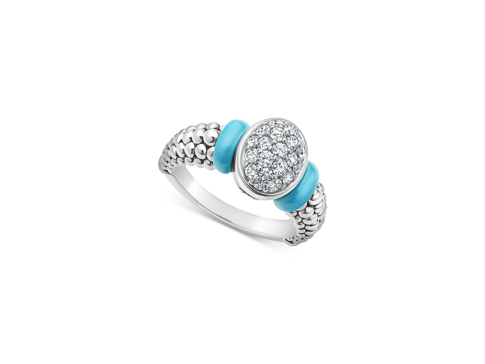 Blue Caviar & Diamond Sterling Silver Statement Ring - Image 1