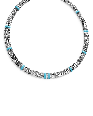 LAGOS BLUE CAVIAR & DIAMOND STERLING SILVER ROPE NECKLACE, 16,04-81106-CT16