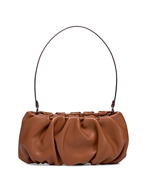 Staud Womens Rust Bean Ruched-leather Clutch Bag In Tan