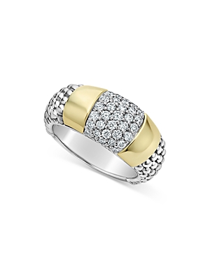 Lagos Sterling Silver & 18K Gold High Bar Diamond Ring