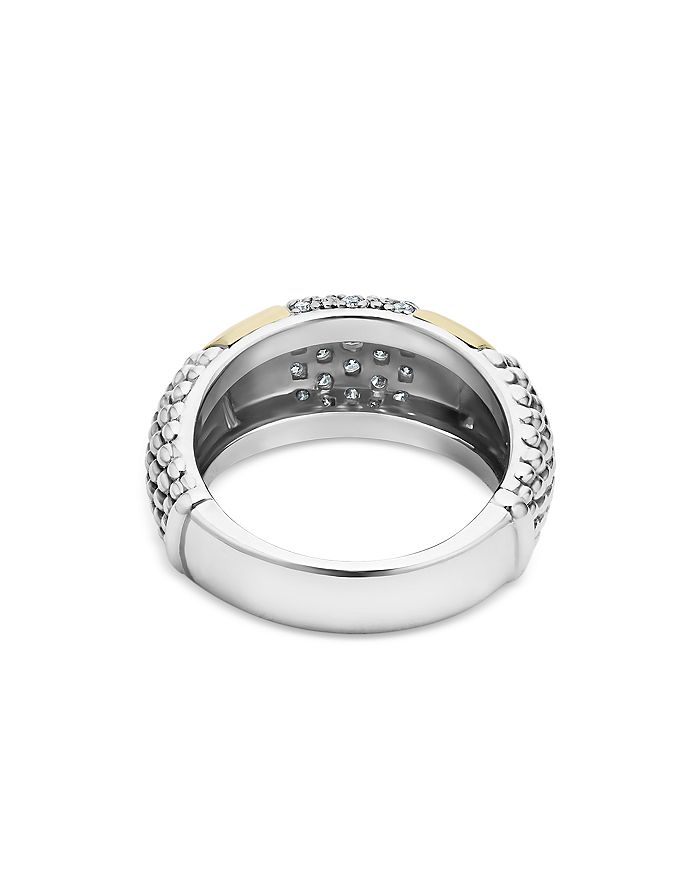 Shop Lagos Sterling Silver & 18k Gold High Bar Diamond Ring In Silver/gold