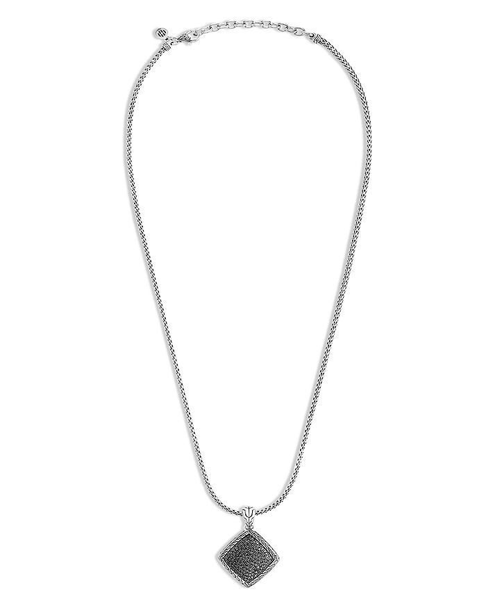 John Hardy Women's Classic Chain Sterling Silver, Black Sapphire & Black Spinel Square Pendant Necklace In Black/silver