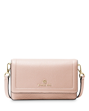 Michael Michael Kors Small Jet Set Charm Leather Crossbody Phone Case In Soft Pink