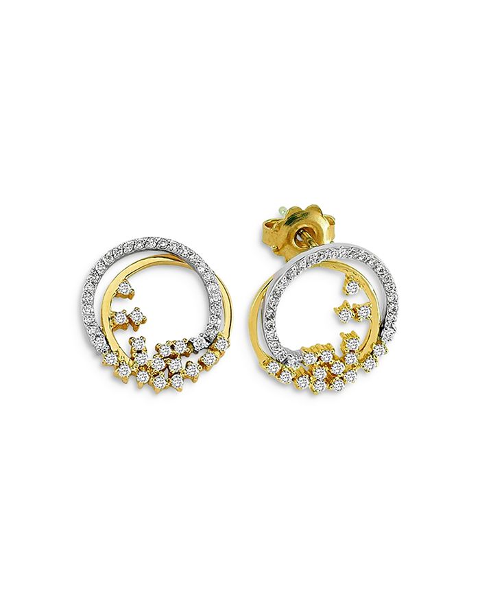 Own Your Story 14k Yellow Gold Cosmos Diamond Galaxy Earrings In White/gold