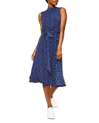 blue floral bardot midi dress