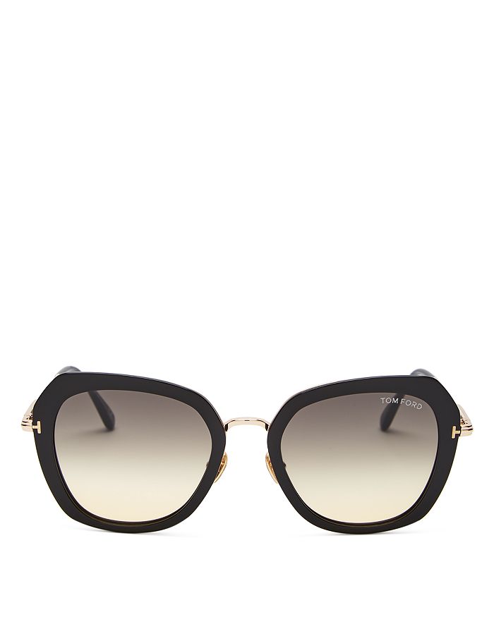 Shop Tom Ford Kenyan Round Sunglasses, 54mm In Shiny Black/gradient Smoke