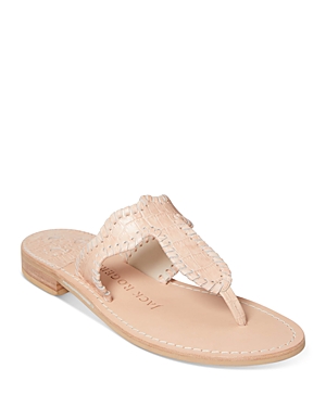 Jack Rogers WOMEN'S JACKIE CROC EMBOSSED LEATHER THONG SANDALS