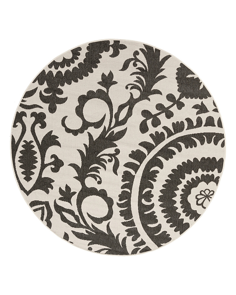 Surya Alfresco Alf D Round Area Rug, 7'3 X 7'3 In Black