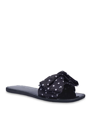 Kate Spade Bikini Bow Polka Dot Neoprene Slides In Black/cream