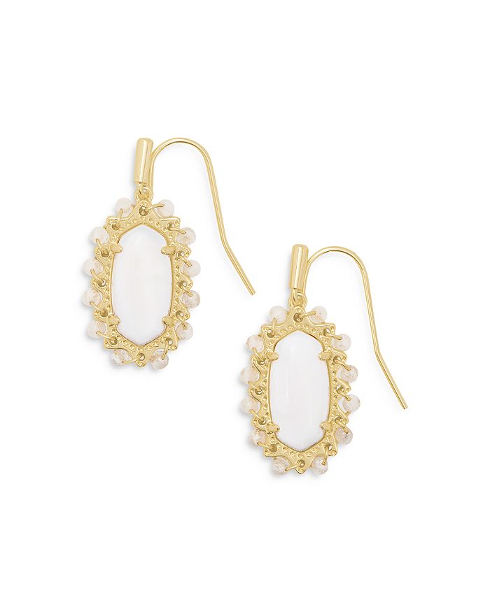 Kendra Scott Lee White Mussel Oval Drop Earrings In Gold White