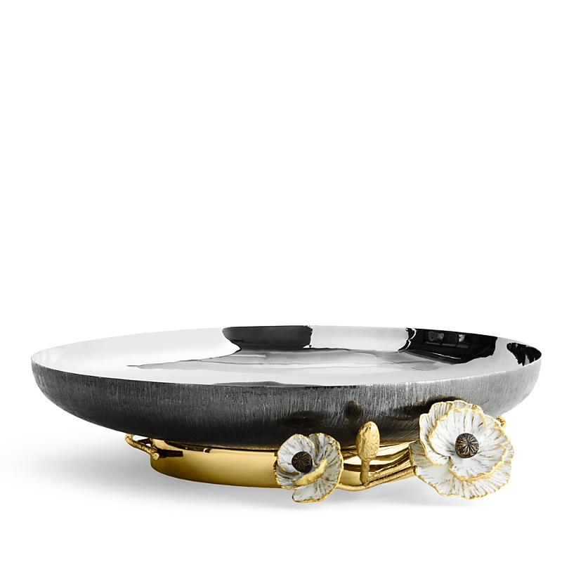 Michael Aram Anemone Medium Footed Platter In Black