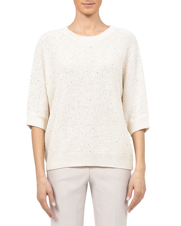 Peserico Sequined Sweater In Dark White
