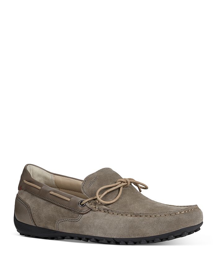 Geox Men's Snake Suede & Leather Moccasins In Taupe