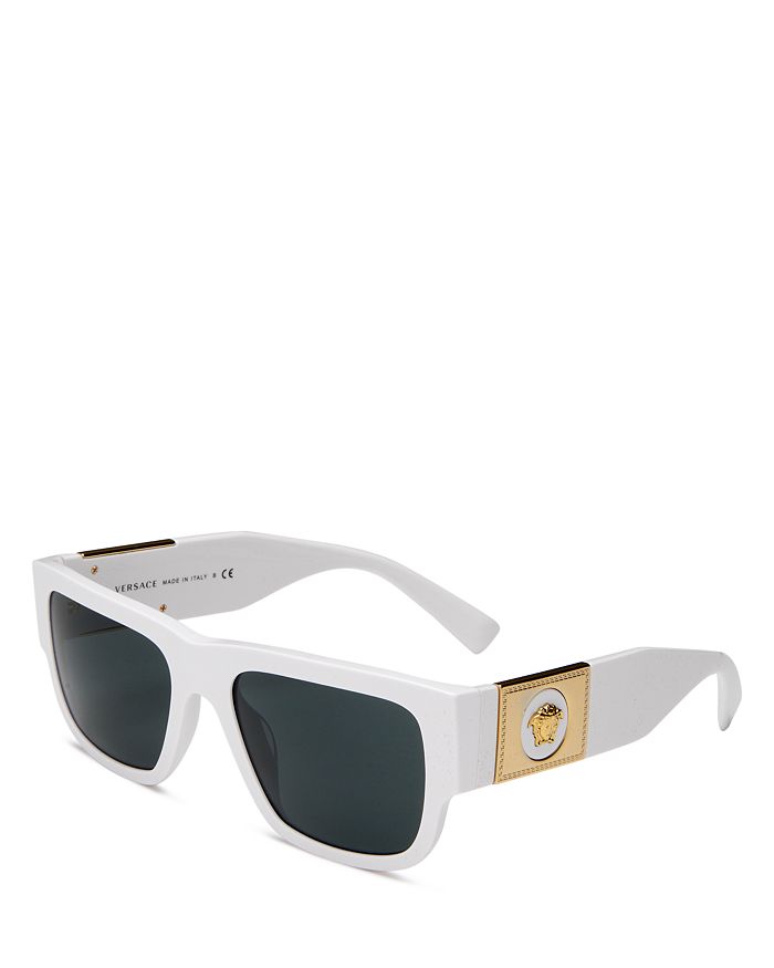 Versace Men's Square Sunglasses, 56mm In White /dark Gray