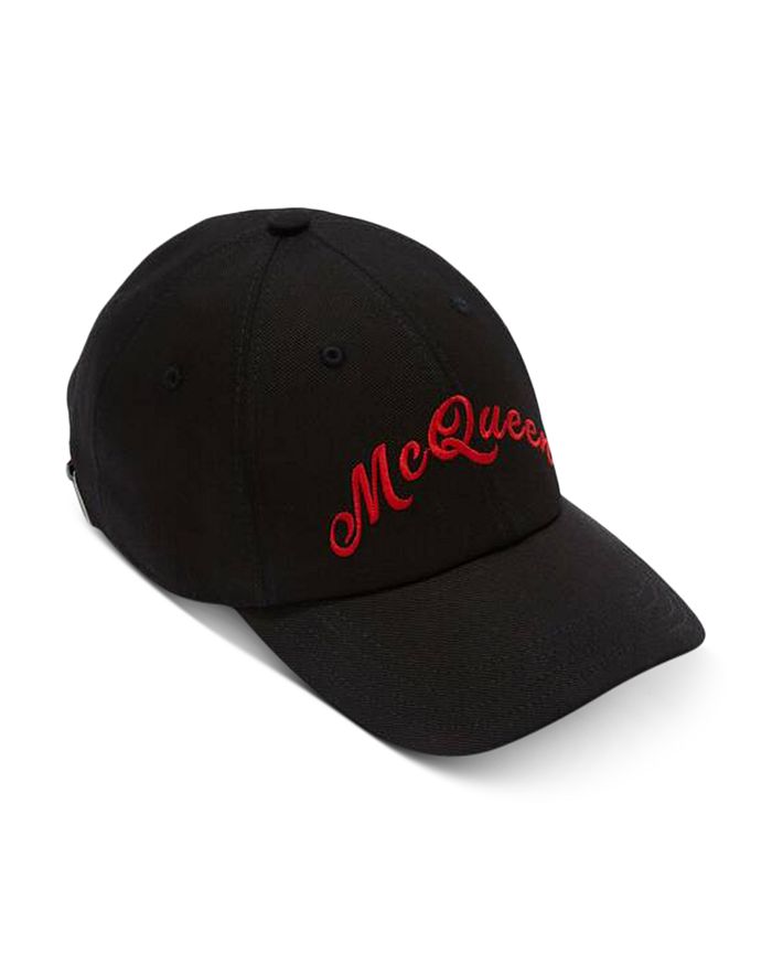 Alexander Mcqueen Twill Logo Baseball Cap In Black/red