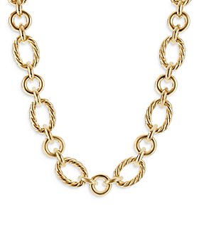David Yurman - 18K Yellow Gold Cable and Smooth Link Necklace, 18"