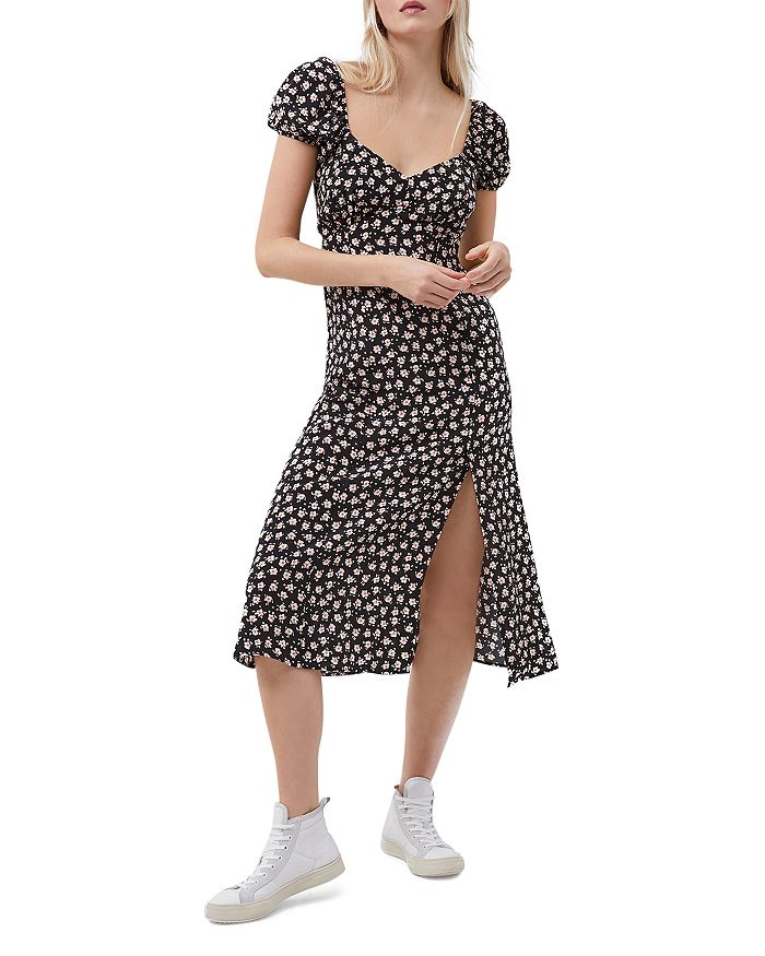 FRENCH CONNECTION AURA PRINTED PUFF SLEEVE MIDI DRESS,71QEO