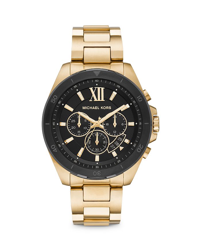 Michael Kors Brecken Goldtone Stainless Steel Bracelet Chronograph Watch In Black/gold