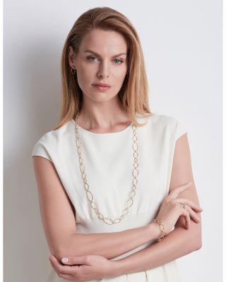 18K Yellow & White Gold Onde Long Diamond Station Necklace, 37"