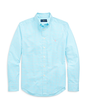 Ralph Lauren Polo  Boys' Gingham Button Down Shirt - Little Kid In Blue
