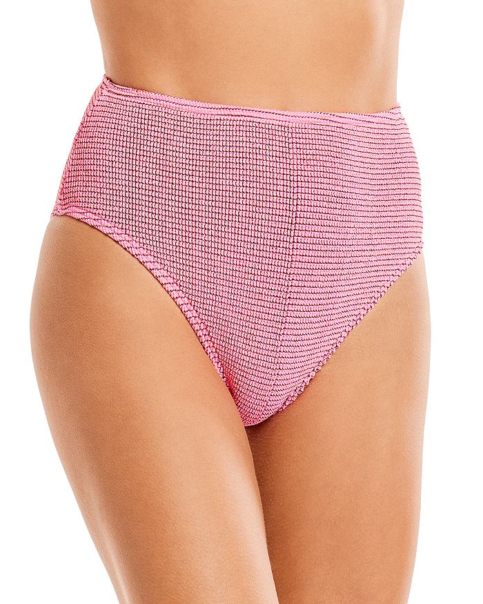 Bondeye Bond-eye The Palmer Textured Bikini Bottom In Hot Pink Lurex