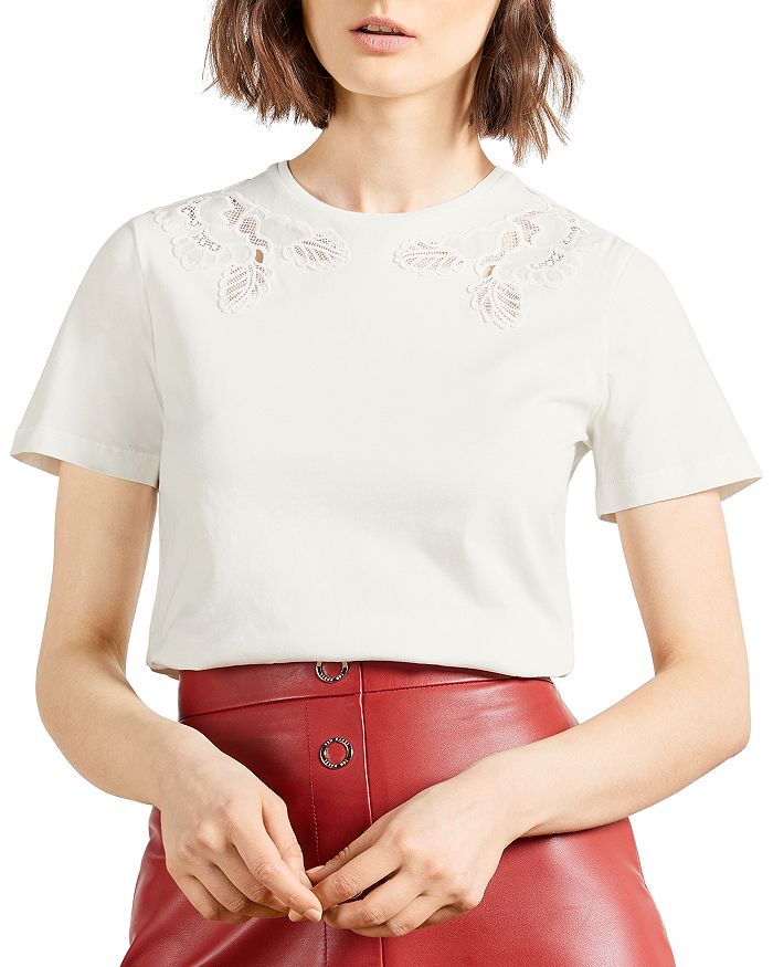 TED BAKER LACE APPLIQUE TEE,248324WHITE